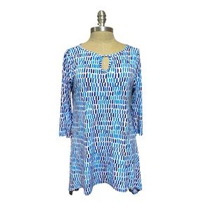 CLARA SUN WOO knit Tunic Top size Small keyhole neckline 3/4 sleeves